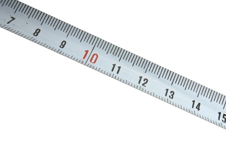 Steel tape measure on white backgroundの写真素材
