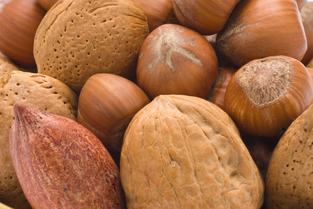 Hazelnuts, wallnuts, almonds and pecan nuts