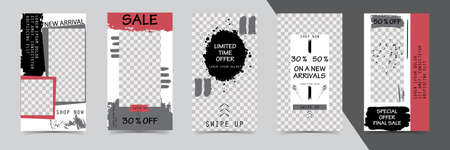 Trendy editable templates for black friday sale, gift, vector illustration. Design backgrounds for social media. Hand drawn abstract card.のイラスト素材