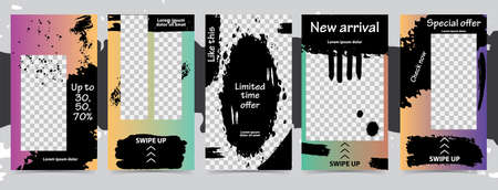 Trendy editable templates for black friday sale, gift, vector illustration. Design backgrounds for social media. Hand drawn abstract card.のイラスト素材