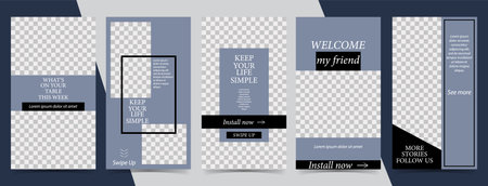 Trendy editable template for social networks stories, vector illustration. Design backgrounds for social media.のイラスト素材