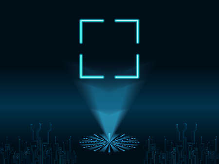 Neon arrow.Hologram of neon arrows.Glowing neon arrow pointer on a interesting background.のイラスト素材