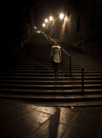 Edinburgh night stairsの写真素材
