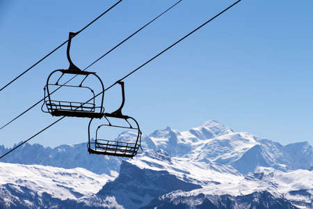 Mont Blanc ski liftの写真素材