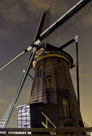 Dutch mill at nightの写真素材
