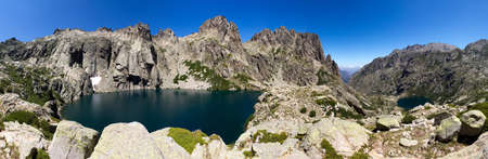 Corsica mountain lake panoramaの写真素材