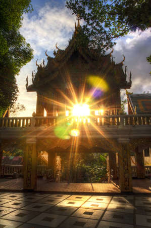 Gate of doi suthep with the sun shining HDRの写真素材