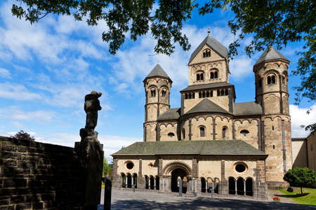Front of the old benedictine abbey in the woods of Maria Laach, Germany, first founded in 1093のeditorial素材