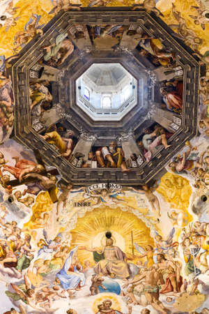 Painting on the inside of the dome of the Florence Cathedral  Created in 1568 by Giorgio Vasari and Federico Zuccariのeditorial素材