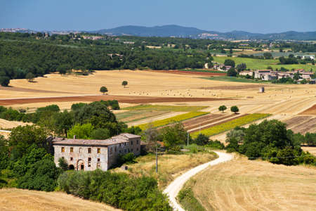 Beautiful view on the Tuscan landscape in Italyの写真素材