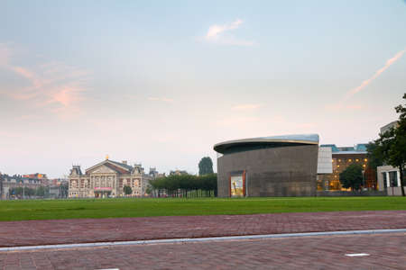 View towards the renewed Van Gogh museum on the museum square in Amsterdam, the Netherlandsのeditorial素材