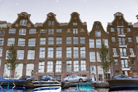Reflecting townhouses in Amsterdam, the Netherlandsのeditorial素材