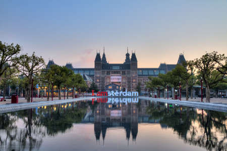 Beautiful view on the national state museum early in the morning in Amsterdam, the Netherlandsのeditorial素材