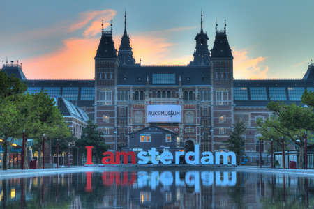 Early morning view on the national state museum in Amsterdam, the Netherlandsのeditorial素材