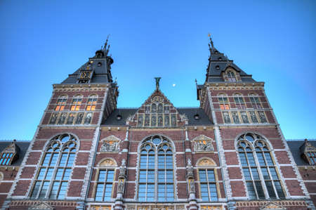 Early morning view from below of the national state museum in Amsterdamのeditorial素材
