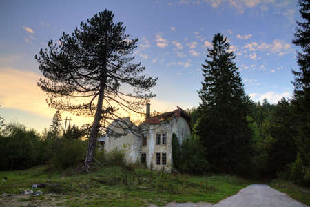 Old abandoned country house in the woods near Plitvice, Croatia  の写真素材