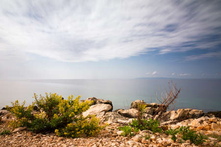 Seascape view of the coast of the Island of Pag, Croatiaの写真素材