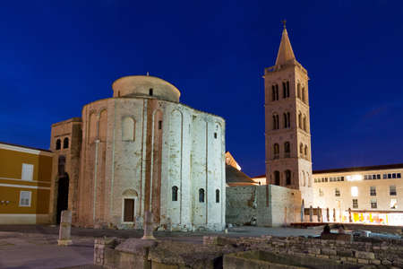 Church of St  Donatus at twilight in Zadar, Croatiaの写真素材