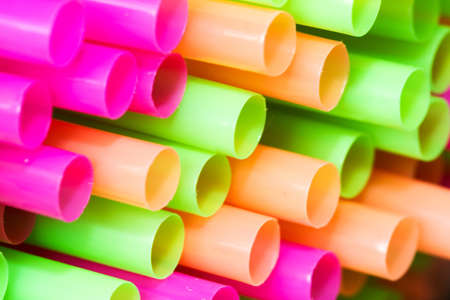 Macro image of a pack of colored straws の写真素材