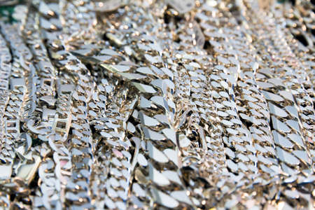 A bunch of silver chains close upの写真素材