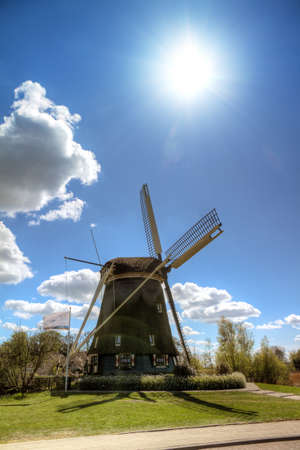 Dutch windmill the  Riekermolen  near the Amstel park in Amsterdam, the Netherlandsの写真素材