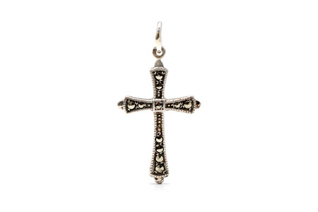 Antique silver cross with marcasite for on a necklaceの写真素材