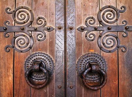 Detail of the door of the Lisbon Cathedral in Lisbon, Portugal
