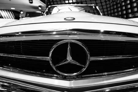 Mercedes 280 SL Pagode in the iconic stars showroom on the Champs Elysees in Paris, France, on February 20, 2014のeditorial素材