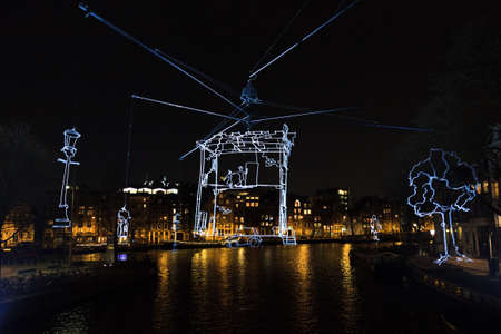 One the many art projects in the city during the Amsterdam Lights Festival in Amsterdam, The Netherlands, on December 19, 2013のeditorial素材