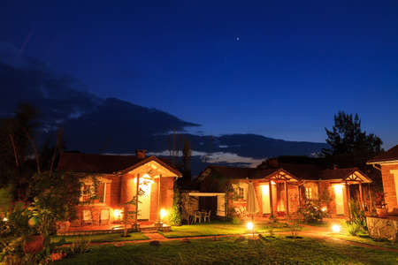 Luxurious bungalows at night in Madagascarのeditorial素材