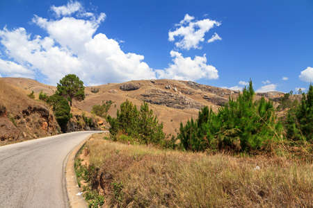 Tarmac road through the beautiful landscape of Madagascarの写真素材