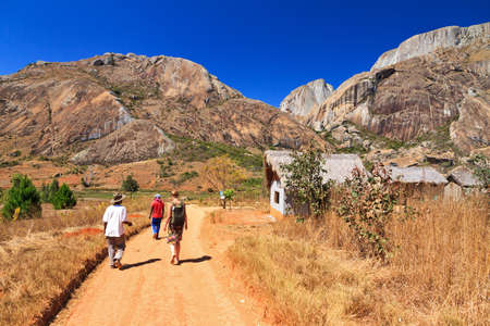 Tourist visiting Anja reserve national park in Madagascar on a beautiful dayのeditorial素材