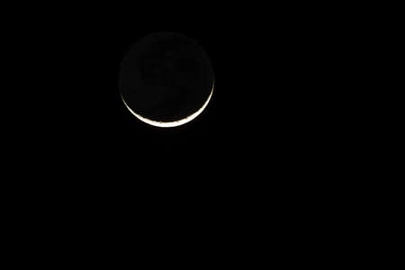 Crescent moon seen from Isalo, Madagascarの写真素材