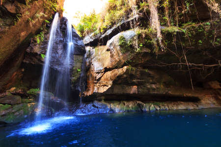 Beautiful river and cascade in a canyon in Isalo national park, Madagascarの写真素材