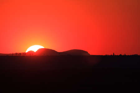 Beautiful red sunset near Isalo, Madagascarの写真素材