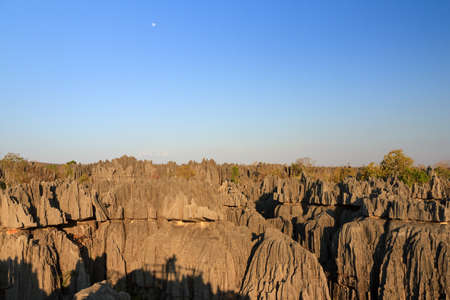 Beautiful view on the unique geography at the Tsingy de Bemaraha Strict Nature Reserve in Madagascarの写真素材