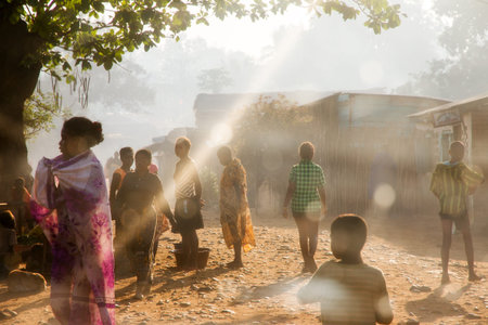Local Malagasy people in the streets of Bekopaka, Madagascar, on September 17, 2013のeditorial素材
