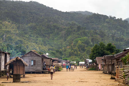 Local people walking around in the village of Benjana Madagascar on September 22 2013のeditorial素材