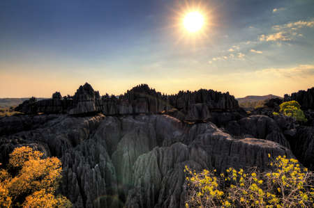 Beautiful HDR view on the unique geography at the Tsingy de Bemaraha Strict Nature Reserve in Madagascarの写真素材