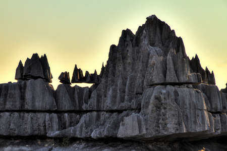 Beautiful HDR view on the unique geography at the Tsingy de Bemaraha Strict Nature Reserve in Madagascarの写真素材