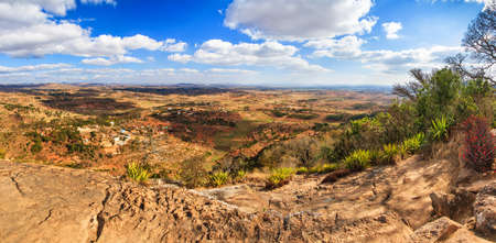 Beautiful 180 degree panorama of the view from the Royal hill Ambohimanga in Madagascarの写真素材