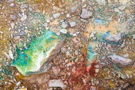 Close up detail of the colorful sulfuric geothermal area at Gunnuhver, Icelandの写真素材