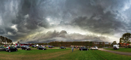 Panorama of an incoming arcus cloud in the Netherlands