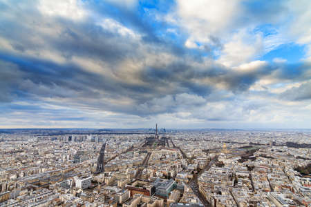Beautiful aerial cityscape of Paris, France, with the Eiffel Tower seen from the Tour Montparnasseの写真素材