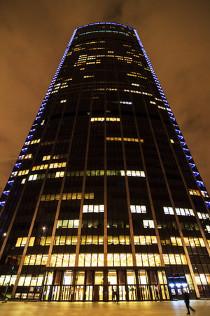 Skyscraper, the Tour Montparnasse in Paris, France at night