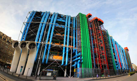Wide angle view of the Centre Georges Pompidou, visited by many tourists every day in Paris, France, on February 24, 2014のeditorial素材