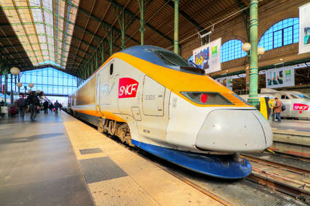 TGV at station Gare du Nord in Paris, France, on April 15, 2014のeditorial素材