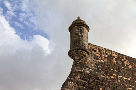 Beautiful sentry box (guerite) at fort San Felipe Del Morro in San Juan, Puerto Ricoのeditorial素材
