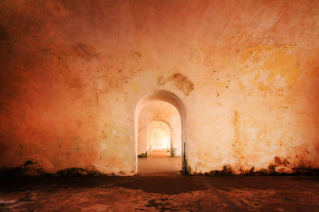 Beautiful abstract view of the different doorways in castillo Del Morro, Puerto Ricoのeditorial素材