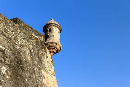 Beautiful sentry box (guerite) at fort San Felipe Del Morro in San Juan, Puerto Ricoのeditorial素材